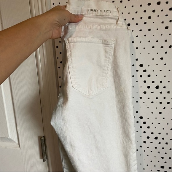 Current/Elliott The Fip Flop Sugar White Jeans Flare Raw Fringe Hem Edgy  Sz 25 - Picture 3 of 15